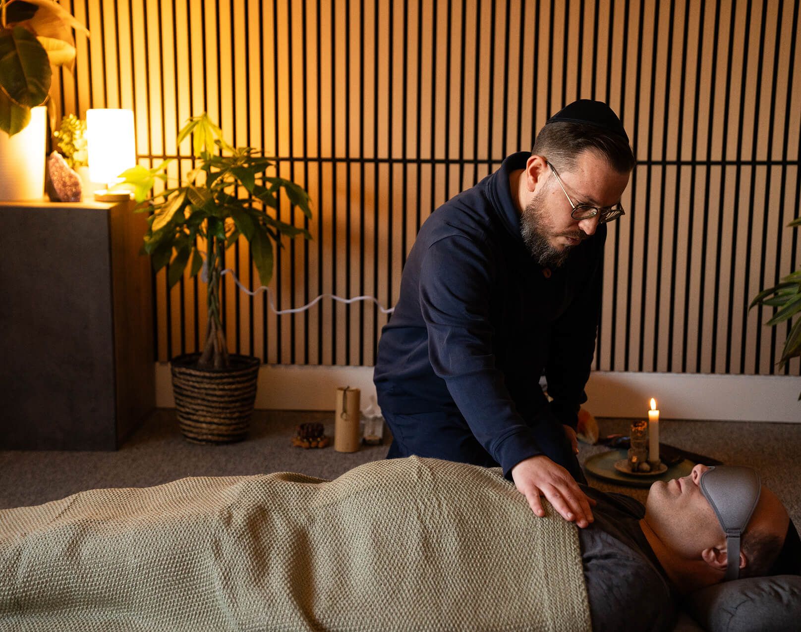 Chaim guiding a breathwork session