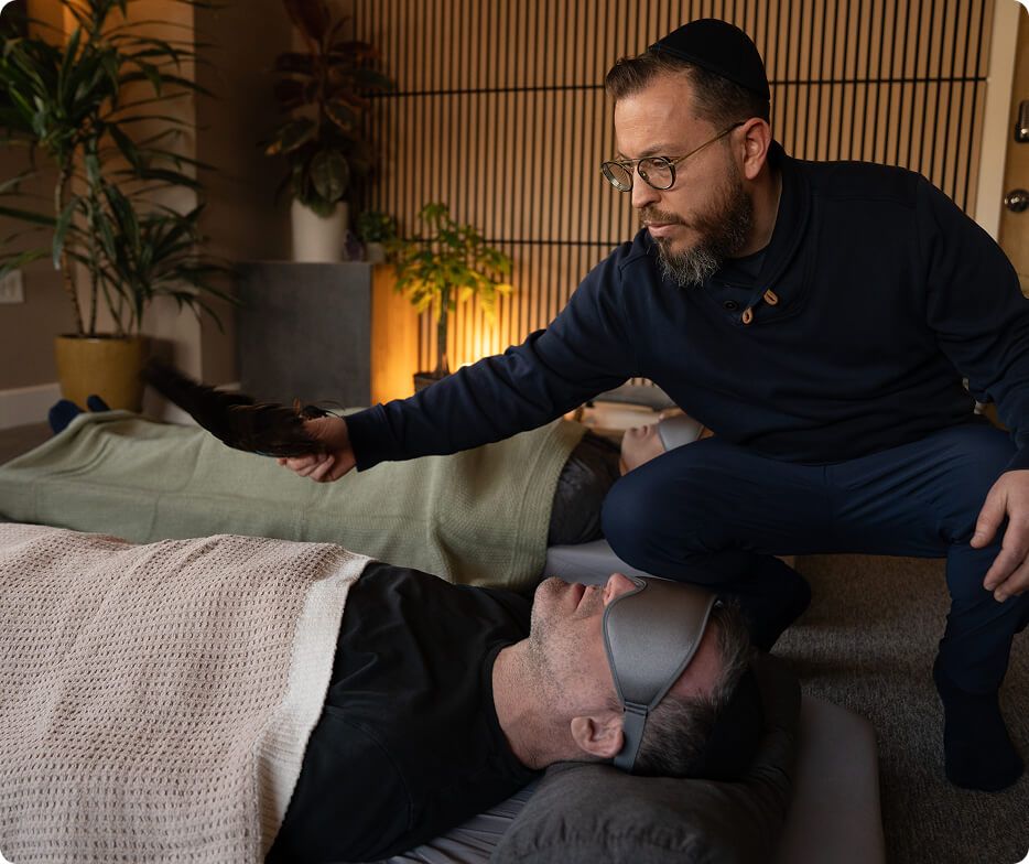 Chaim guiding a breathwork session